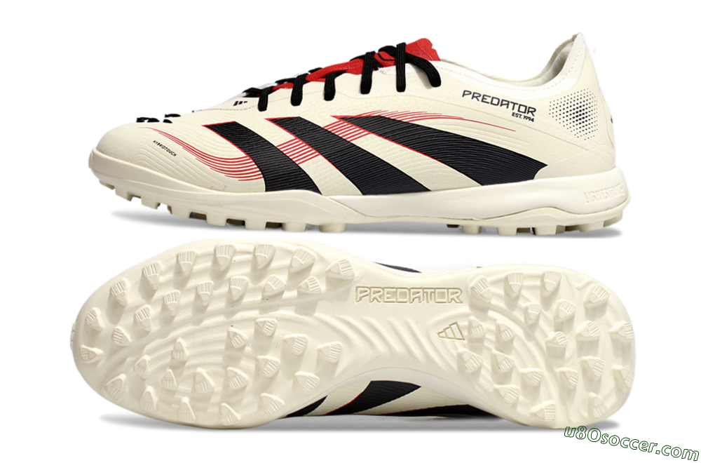 Adidas Predator Elite 25 TF Artificial Turf Soccer Shoes - Beige/Black/Red 0