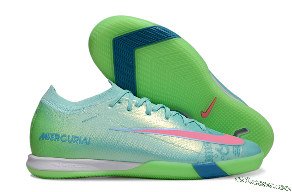 Nike Air Zoom Mercurial Vapor 16 Elite IC Indoor & Futsal Soccer Shoes - Jade/Pink/Yellow 1