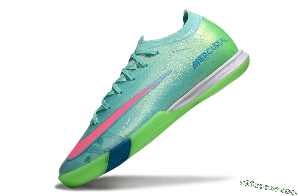 Nike Air Zoom Mercurial Vapor 16 Elite IC Indoor & Futsal Soccer Shoes - Jade/Pink/Yellow 5