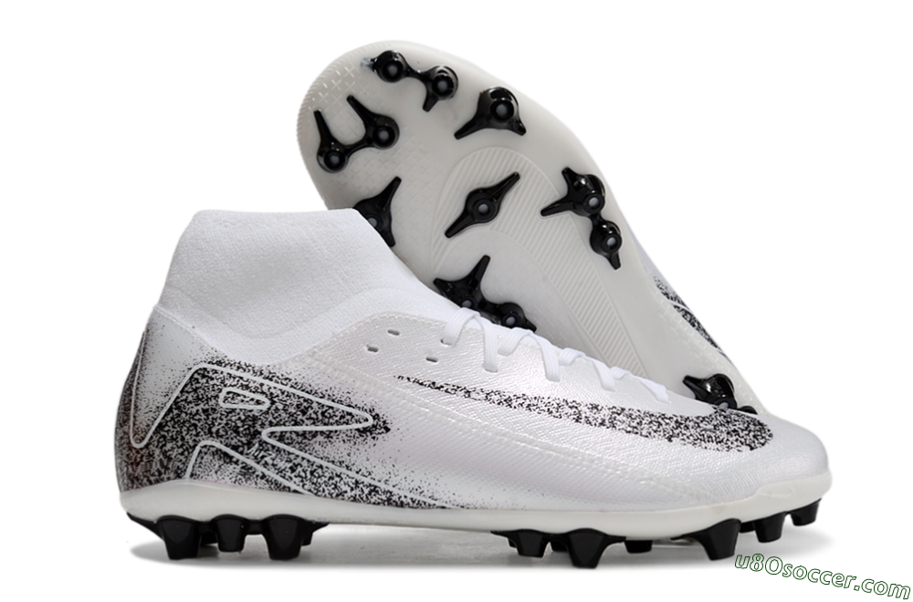 Nike Air Zoom Mercurial Superfly 10 Acadamy AG Artificial Grass Soccer Cleats - White/Black 1