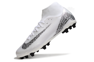 Nike Air Zoom Mercurial Superfly 10 Acadamy AG Artificial Grass Soccer Cleats - White/Black