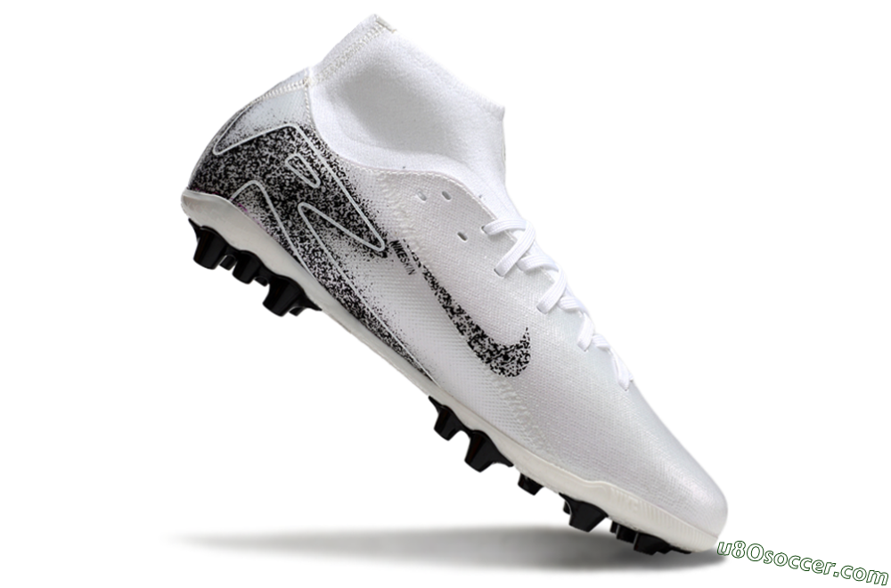 Nike Air Zoom Mercurial Superfly 10 Acadamy AG Artificial Grass Soccer Cleats - White/Black 4
