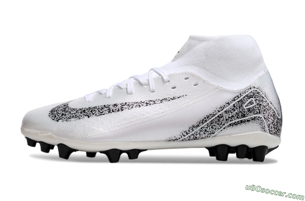 Nike Air Zoom Mercurial Superfly 10 Acadamy AG Artificial Grass Soccer Cleats - White/Black 2