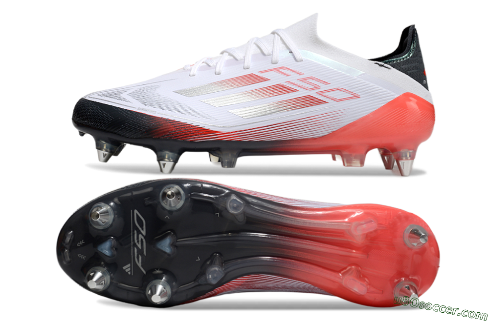 Adidas F50 Elite SG Soft Ground Soccer Cleats - White/Silver/Red/Black 0