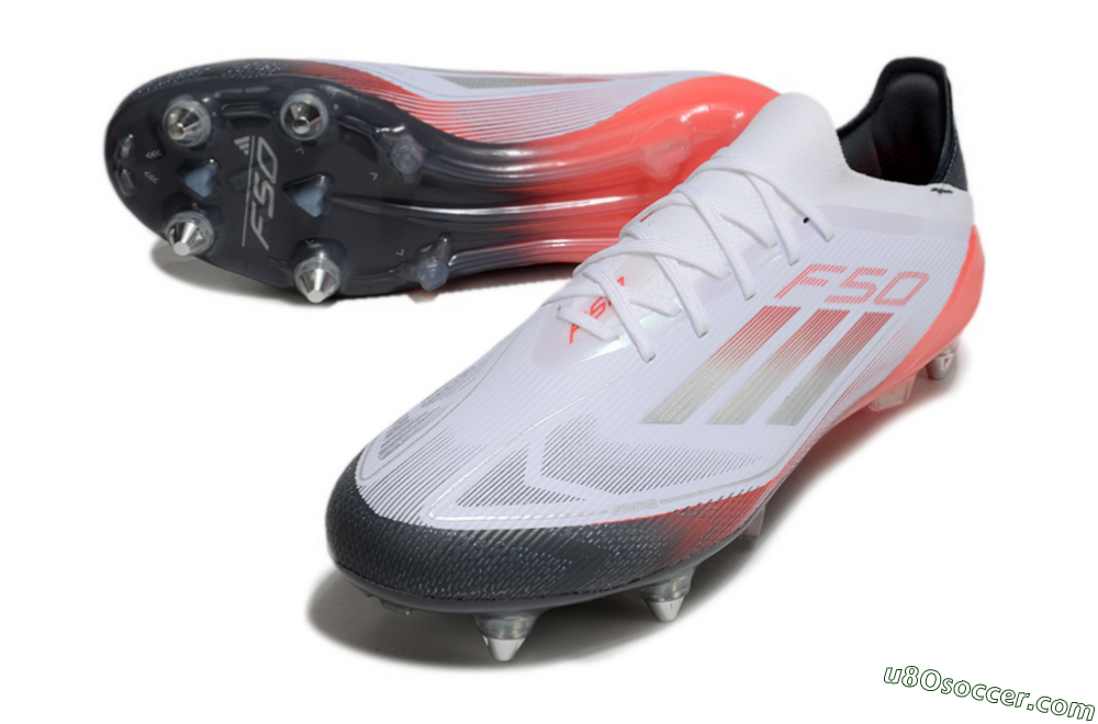 Adidas F50 Elite SG Soft Ground Soccer Cleats - White/Silver/Red/Black 3