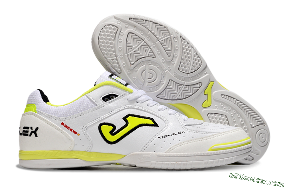 Joma Top Flex IC Indoor & Futsal Soccer Shoes - White/Black/Yellow 1