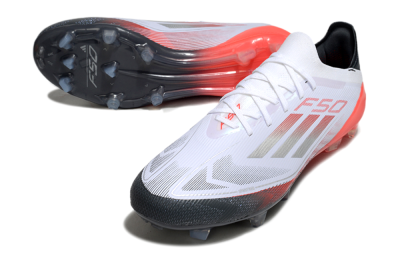 Adidas F50 Elite FG Firm Ground Soccer Cleats - White/Silver/Red/Black