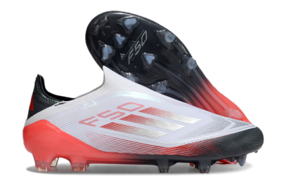 Adidas F50 Elite Laceless FG Firm Ground Soccer Cleats - White/Silver/Red/Black