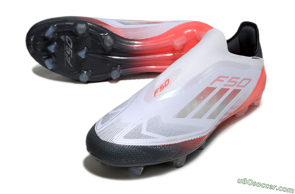 Adidas F50 Elite Laceless FG Firm Ground Soccer Cleats - White/Silver/Red/Black 3