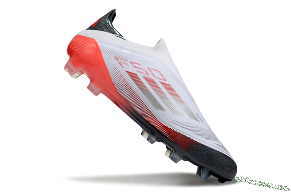 Adidas F50 Elite Laceless FG Firm Ground Soccer Cleats - White/Silver/Red/Black 4