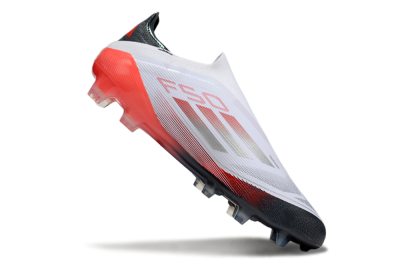 Adidas F50 Elite Laceless FG Firm Ground Soccer Cleats - White/Silver/Red/Black