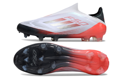 Adidas F50 Elite Laceless FG Firm Ground Soccer Cleats - White/Silver/Red/Black