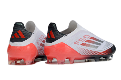 Adidas F50 Elite Laceless FG Firm Ground Soccer Cleats - White/Silver/Red/Black