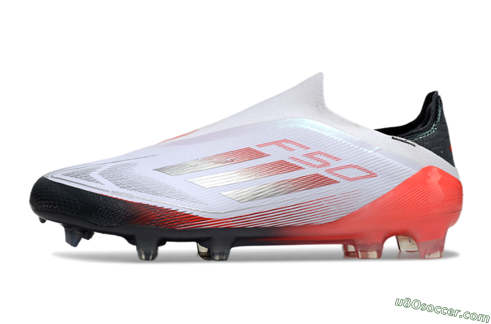 Adidas F50 Elite Laceless FG Firm Ground Soccer Cleats - White/Silver/Red/Black 2
