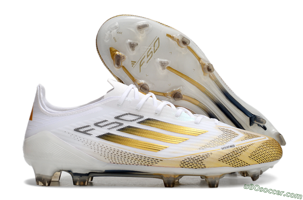 Adidas F50 Elite FG Firm Ground Soccer Cleats - White/Gold/Black 1