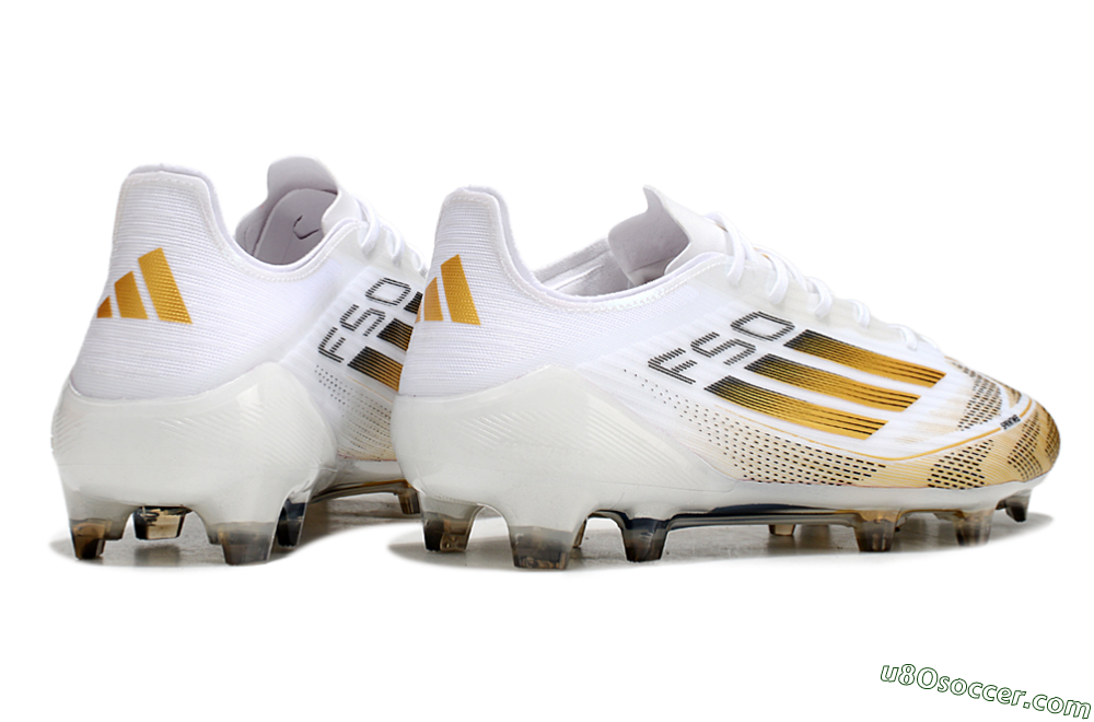 Adidas F50 Elite FG Firm Ground Soccer Cleats - White/Gold/Black 6