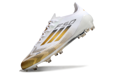 Adidas F50 Elite FG Firm Ground Soccer Cleats - White/Gold/Black