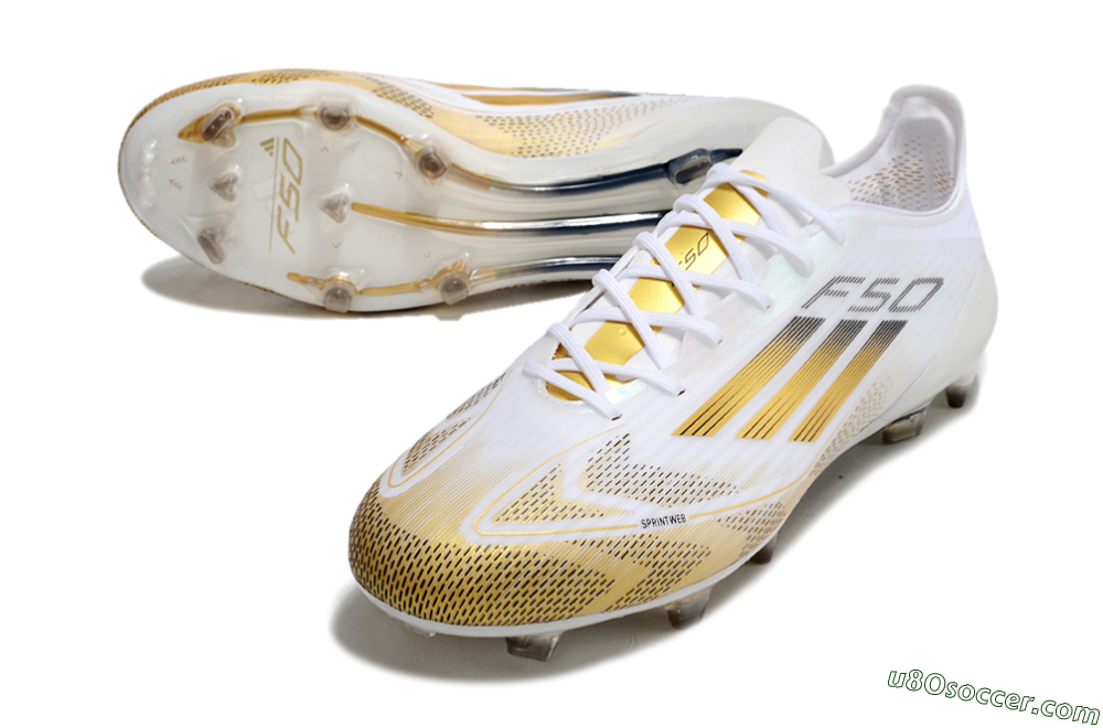Adidas F50 Elite FG Firm Ground Soccer Cleats - White/Gold/Black 3