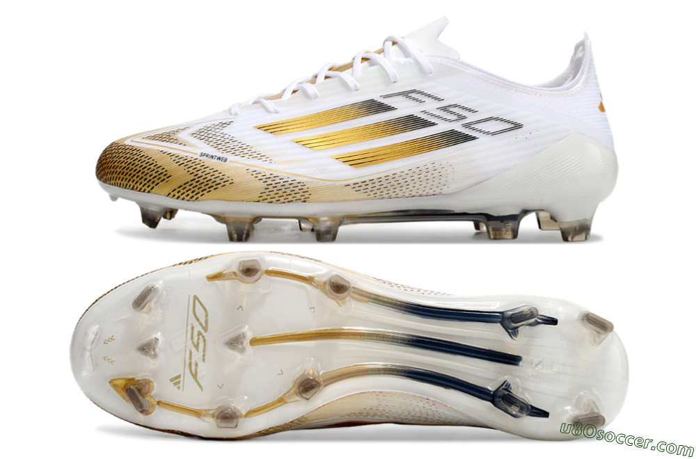 Adidas F50 Elite FG Firm Ground Soccer Cleats - White/Gold/Black 0