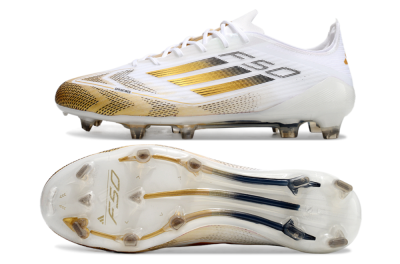 Adidas F50 Elite FG Firm Ground Soccer Cleats - White/Gold/Black
