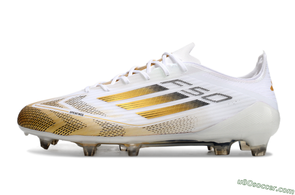 Adidas F50 Elite FG Firm Ground Soccer Cleats - White/Gold/Black 2