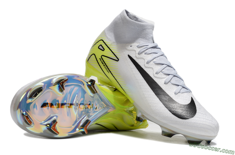 Nike Air Zoom Mercurial Superfly 10 Elite FG Firm Ground Soccer Cleats - White/Black/Yellow 0