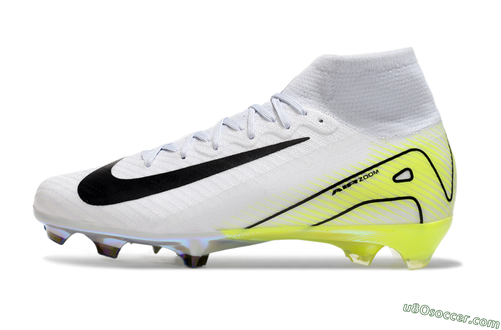 Nike Air Zoom Mercurial Superfly 10 Elite FG Firm Ground Soccer Cleats - White/Black/Yellow 2