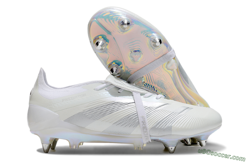 Adidas Predator Elite 25 Foldover Tongue SG Soft Ground Soccer Cleats - Beige/Silver/White 1