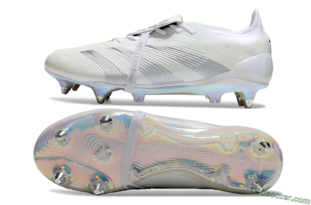 Adidas Predator Elite 25 Foldover Tongue SG Soft Ground Soccer Cleats - Beige/Silver/White 0