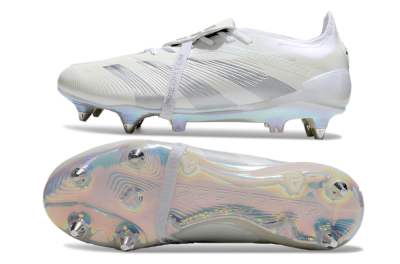 Adidas Predator Elite 25 Foldover Tongue SG Soft Ground Soccer Cleats - Beige/Silver/White