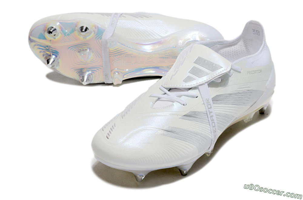 Adidas Predator Elite 25 Foldover Tongue SG Soft Ground Soccer Cleats - Beige/Silver/White 3