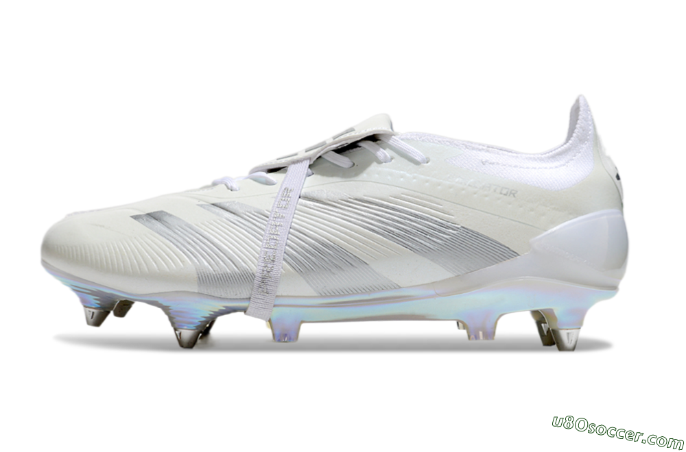 Adidas Predator Elite 25 Foldover Tongue SG Soft Ground Soccer Cleats - Beige/Silver/White 2