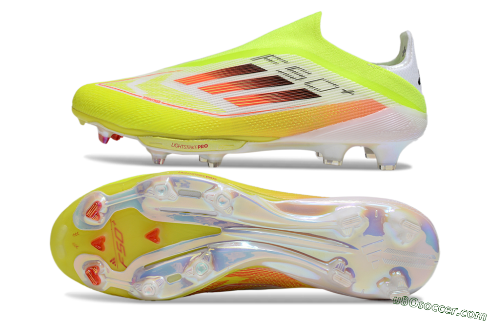 Adidas F50+ Elite Lightstrike Laceless FG Firm Ground Soccer Cleats - Yellow/White/Black 0