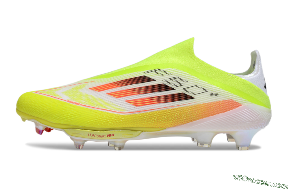 Adidas F50+ Elite Lightstrike Laceless FG Firm Ground Soccer Cleats - Yellow/White/Black 2
