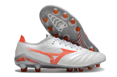 Mizuno Morelia Neo 4 Bate FG Firm Ground Soccer Cleats - White/Red/Grey