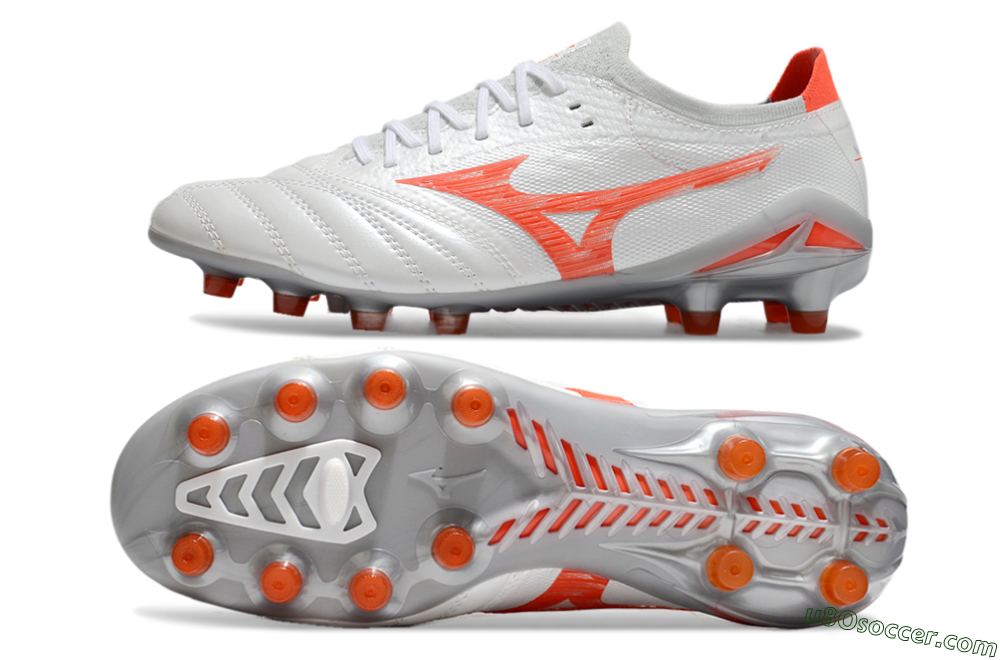Mizuno Morelia Neo 4 Bate FG Firm Ground Soccer Cleats - White/Red/Grey 0