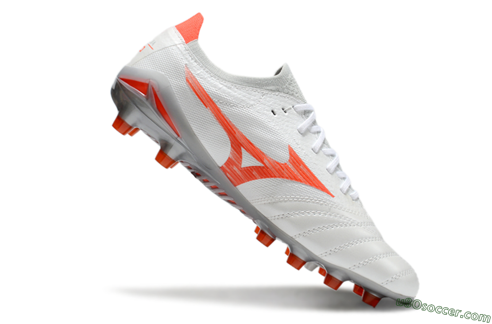Mizuno Morelia Neo 4 Bate FG Firm Ground Soccer Cleats - White/Red/Grey 4