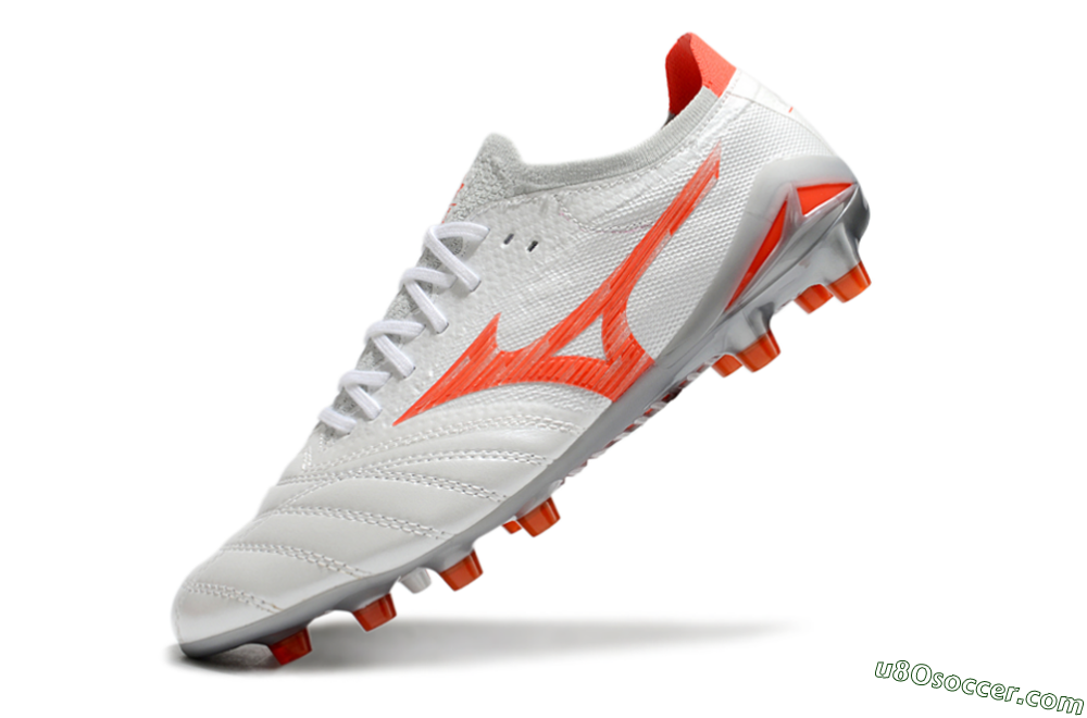 Mizuno Morelia Neo 4 Bate FG Firm Ground Soccer Cleats - White/Red/Grey 5