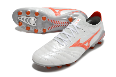 Mizuno Morelia Neo 4 Bate FG Firm Ground Soccer Cleats - White/Red/Grey