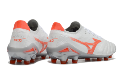 Mizuno Morelia Neo 4 Bate FG Firm Ground Soccer Cleats - White/Red/Grey