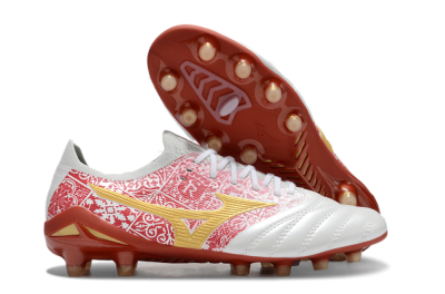 Mizuno Morelia Neo 4 Bate FG Firm Ground Soccer Cleats - White/Red/Yellow