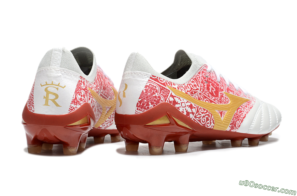 Mizuno Morelia Neo 4 Bate FG Firm Ground Soccer Cleats - White/Red/Yellow 6