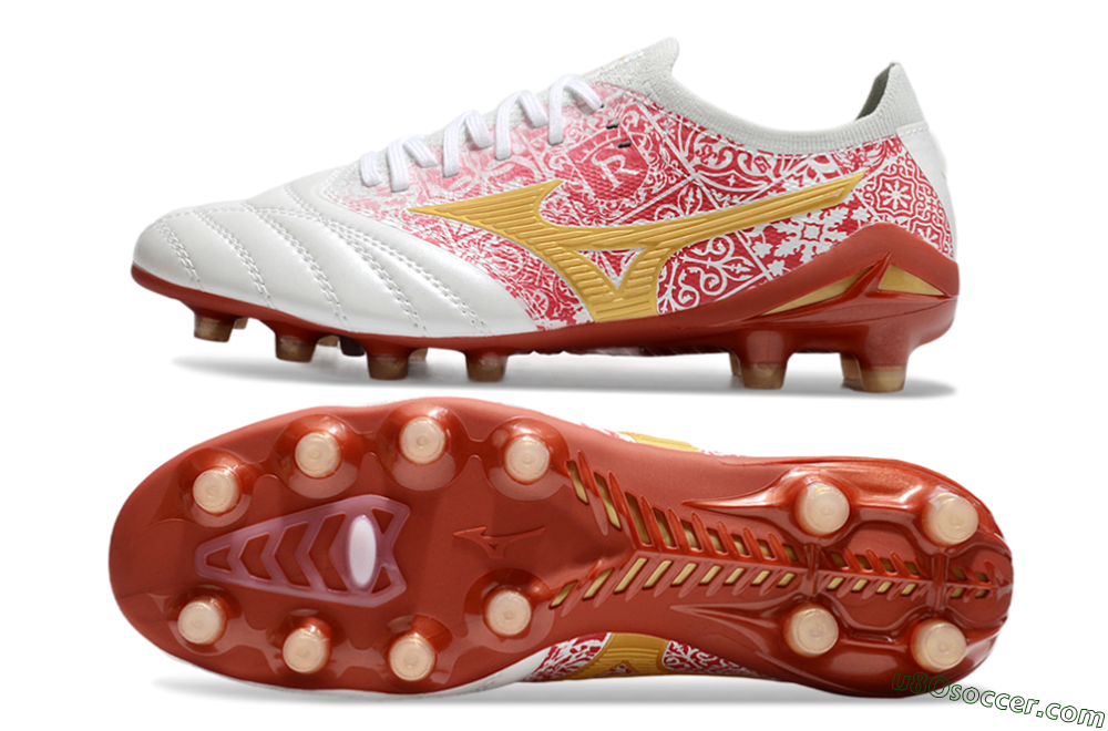 Mizuno Morelia Neo 4 Bate FG Firm Ground Soccer Cleats - White/Red/Yellow 0