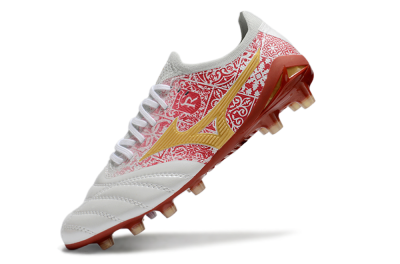 Mizuno Morelia Neo 4 Bate FG Firm Ground Soccer Cleats - White/Red/Yellow