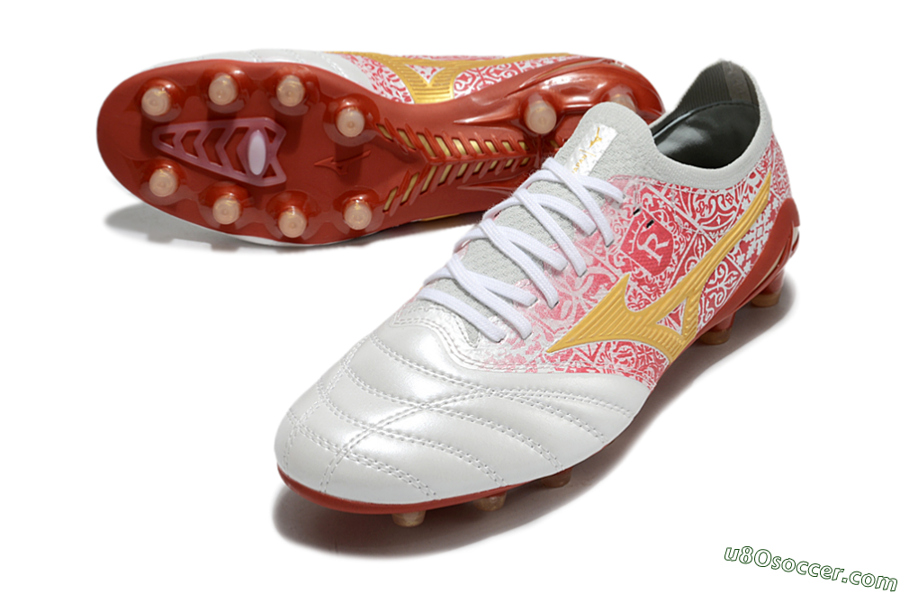 Mizuno Morelia Neo 4 Bate FG Firm Ground Soccer Cleats - White/Red/Yellow 3