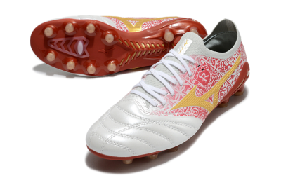 Mizuno Morelia Neo 4 Bate FG Firm Ground Soccer Cleats - White/Red/Yellow
