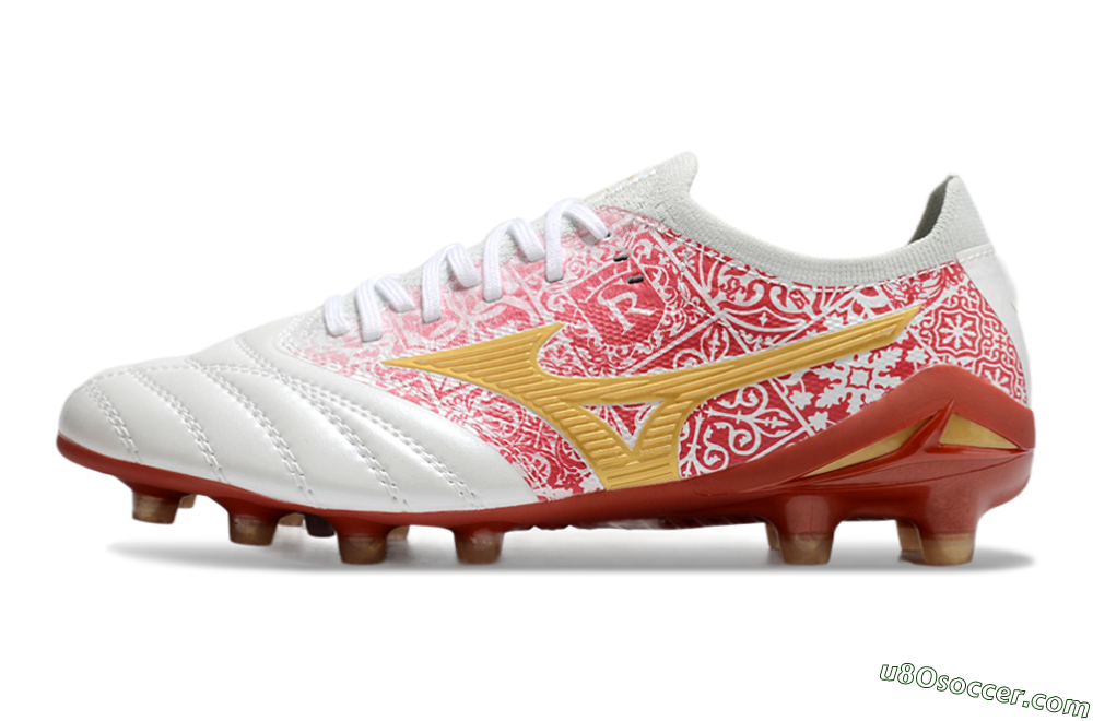Mizuno Morelia Neo 4 Bate FG Firm Ground Soccer Cleats - White/Red/Yellow 2