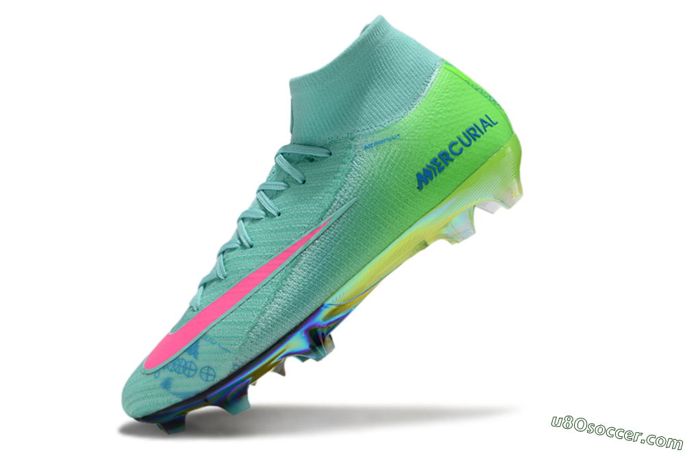 Nike Air Zoom Mercurial Superfly 10 Elite FG Firm Ground Soccer Cleats - Jade/Pink/Blue 6