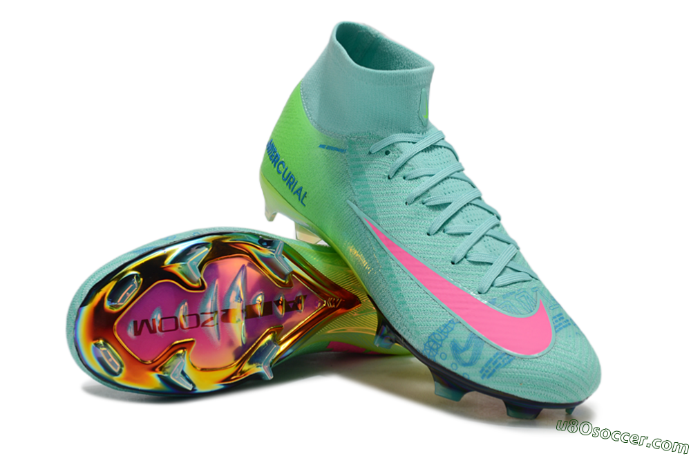 Nike Air Zoom Mercurial Superfly 10 Elite FG Firm Ground Soccer Cleats - Jade/Pink/Blue 4