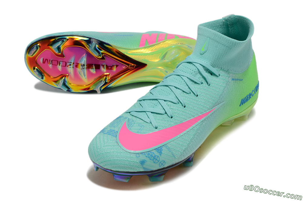 Nike Air Zoom Mercurial Superfly 10 Elite FG Firm Ground Soccer Cleats - Jade/Pink/Blue 3